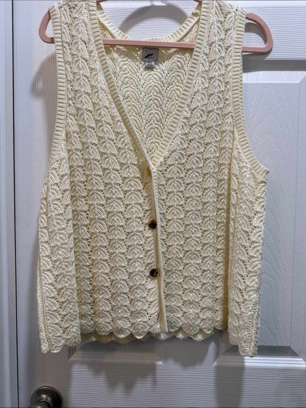 a new day Cream Cable Knit Button Front Sweater Vest